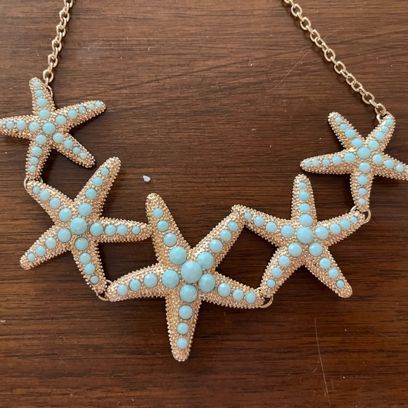 Turquoise and Gold Starfish Necklace - Picture 4 of 4